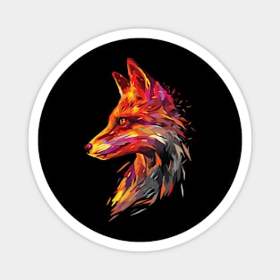 Abstract Flaming Fox Magnet